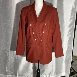 Nine West Rust Double-Breasted Blazer